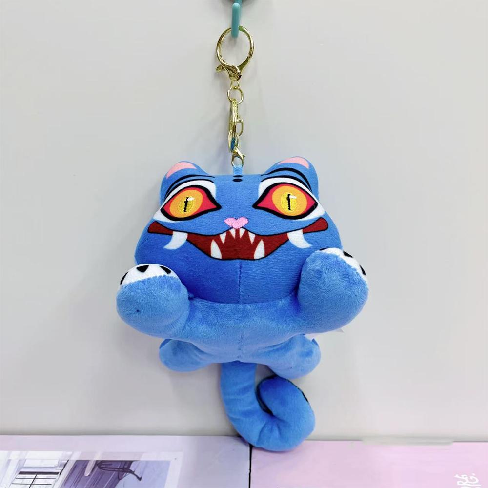 Non-Toxic New Anime Kpop Demons Hunters Plush Keychain Cute Purple Tiger Black Hat Magpie With 3 Eyes Monster Keychain Plush Toy