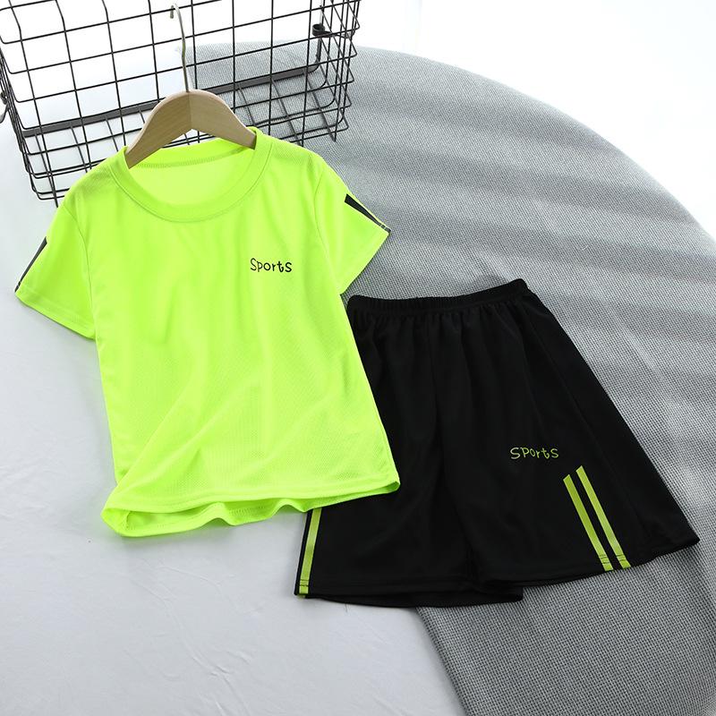 2026 Boys' Summer Sportswear: Short Sleeve and Shorts Mesh Set in 20 Colors