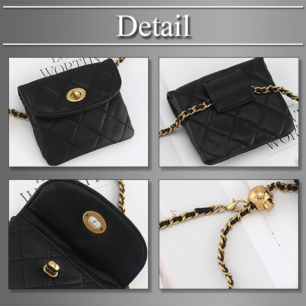 Buzz Selection Chain Belt with Mini Simple Fashion Accessory for LBT412 Pouch, Women, (Black)