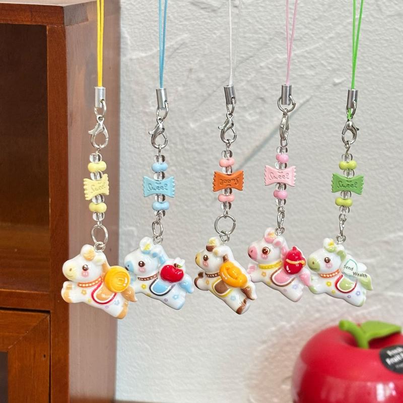 1/5 Pezzi Portachiavi Pony Cartone Animato Carino Creativo Cavallo Perline Cinturino Cellulare Ciondolo Zaino Decorazioni da Appendere Accessori Regalo