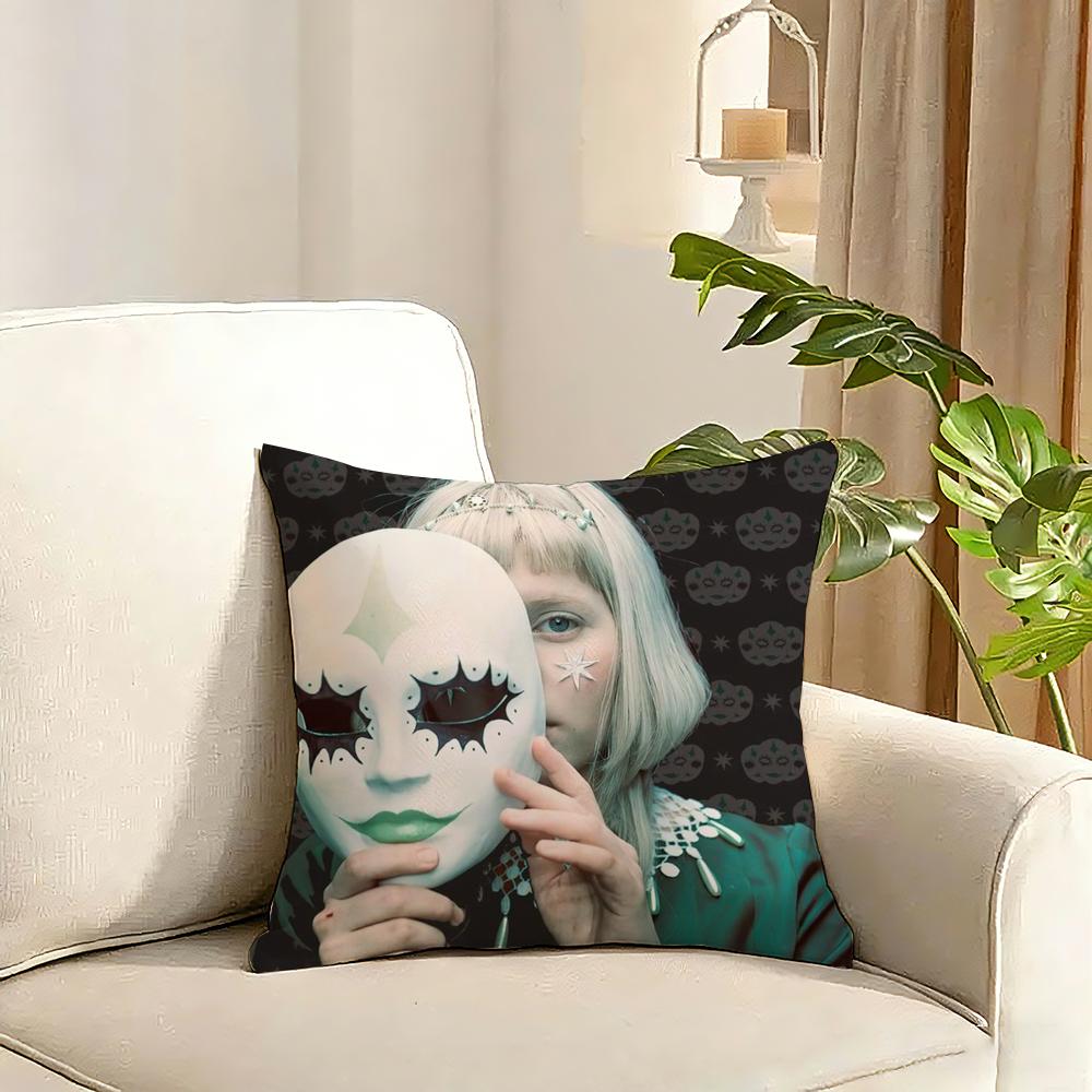 AAurora Aksnes Singer Cushion Cover Reversible Plush Pillow Cover Soft Fluffy  Home Decor for Sofa Bedroom