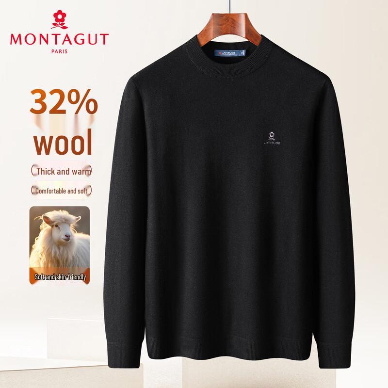 

MONTAGUT Men s 32% Wool Blend Thick Warm Crew Neck Sweater L