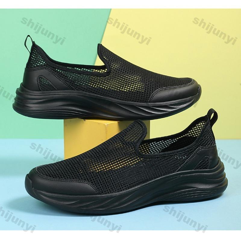 Large Size Men's Shoes 2026 Summer Hollow Breathable Mesh Non Slip Sneakers Lightweight Comfortable Fashion Slip On Casual Shoes