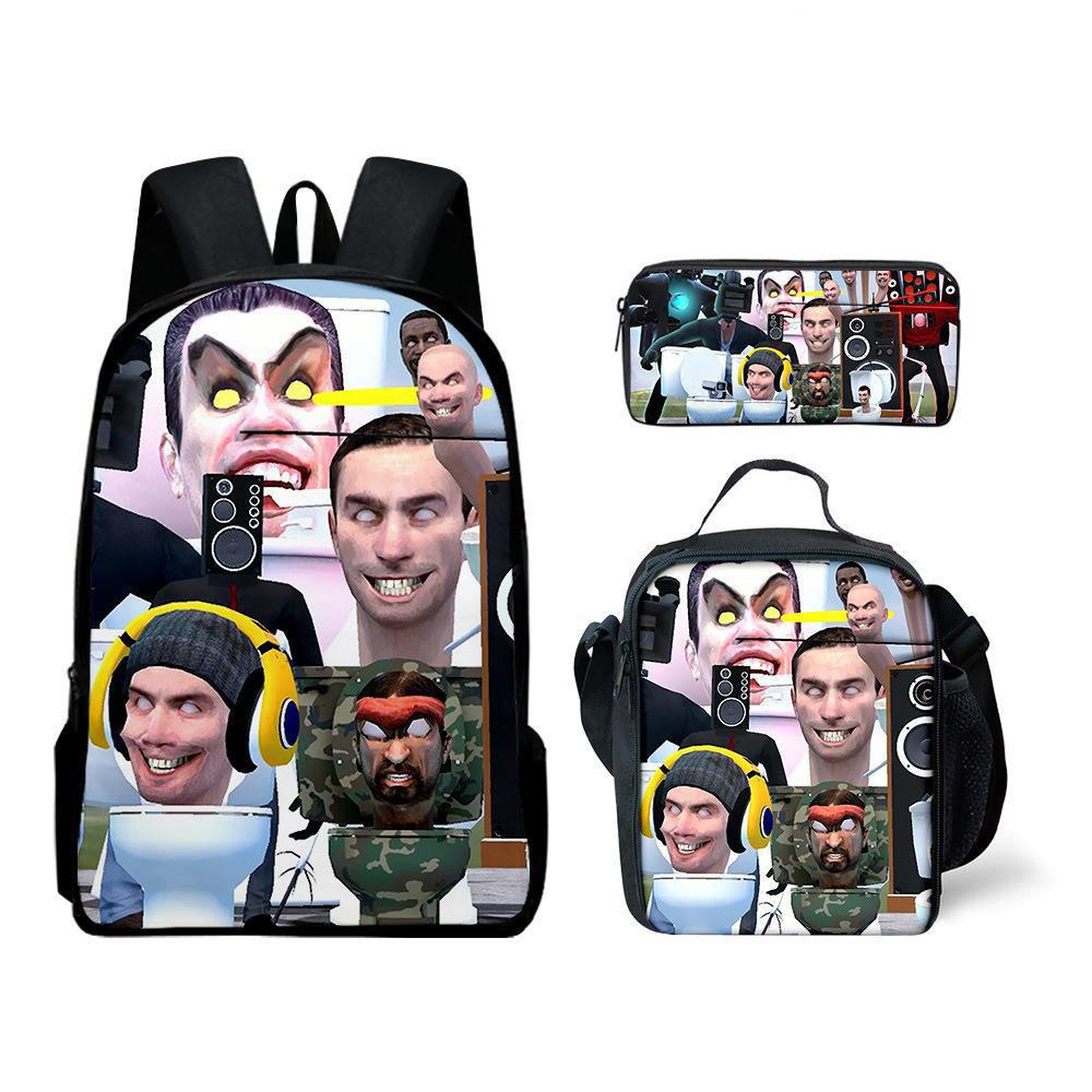 Skibidi toiletman schooltas titan monitorman rugzak schoudertas etui driekoppige set