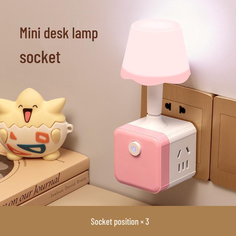 Multifunktionaler USB-Würfel Nachtlicht-Steckdose mit Schlafzimmerlampe