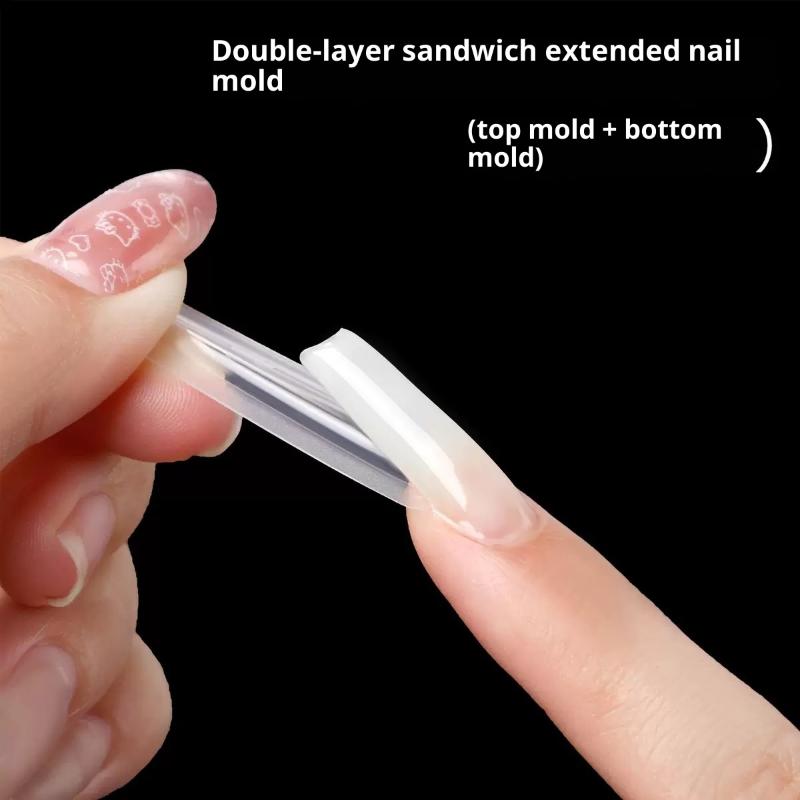 140/280Pcs Sandwich Dual Nail Forms Extensions-Dual Forms Top Bottom Mold Long Square Almond Nail Art Forms Manicure Tool