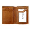 Genuine Leather Card Holder Oil Wax Cowhide Slim Bifold Wallet RFID Blocking Pull Tab ID Case