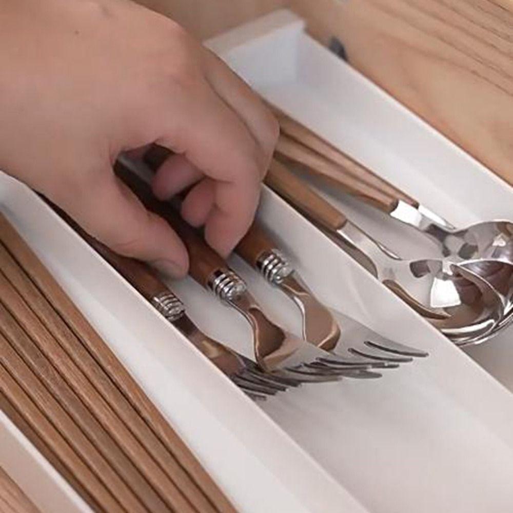 White Retractable Drawer Organizer Multi-compartment Separated Stationery Box Desktop