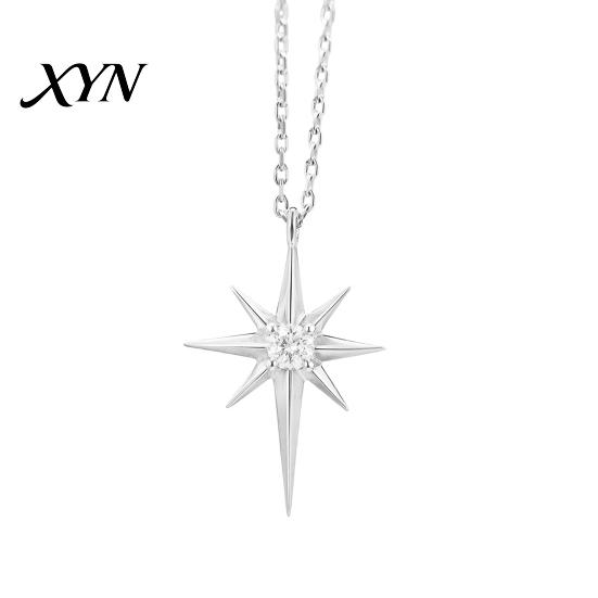 Elegant Star Charm Mini Eight-Pointed Necklace for Women, Rhinestone Pendant Necklace, Chain Statement Jewelry Gift Her Zircon