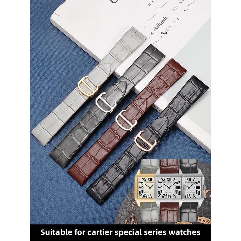 18mm 21mm Echtes Leder Uhrenarmband Für Cartier Santos W2007051 W2006951 Uhrenarmband Herren Damen Armband Armband Zubehör