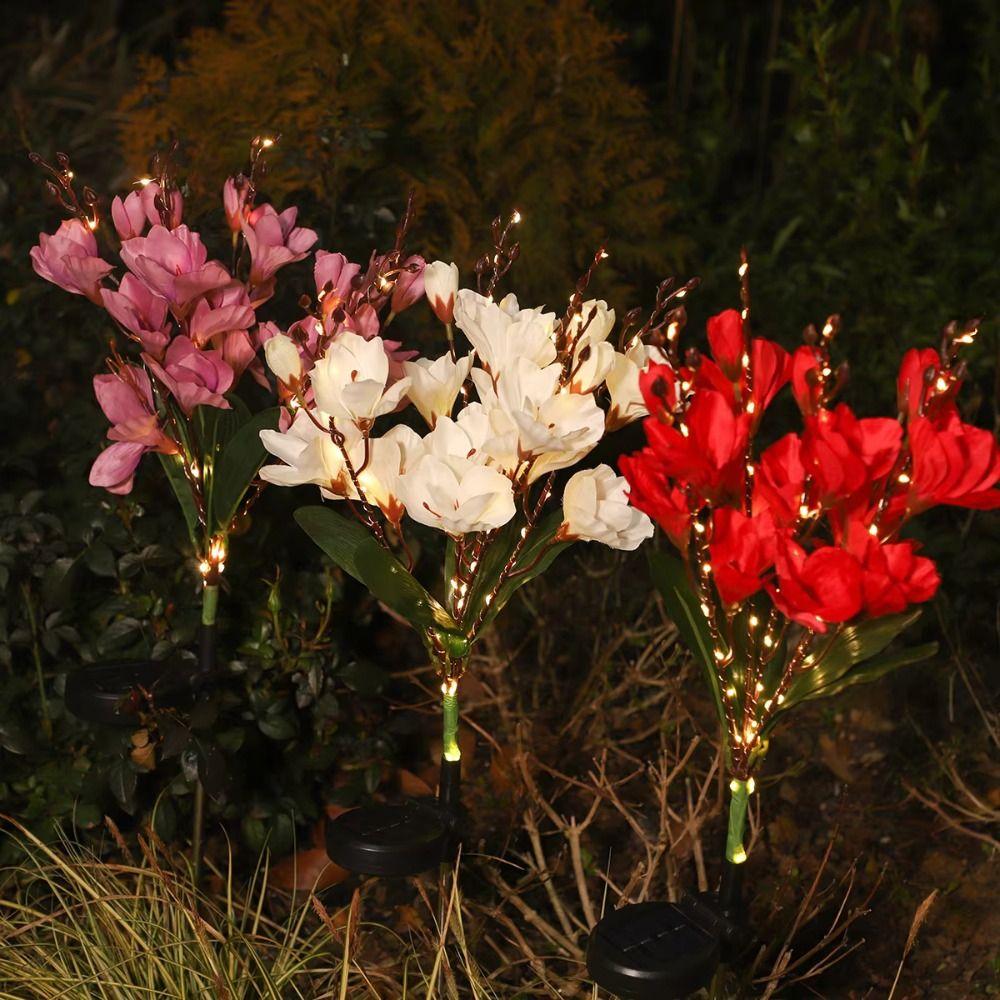 Solar Powered Solar Powered LED Garden Lights LED Lights Magnolia Flower Design Outdoor Garden Decorative Light Waterproof