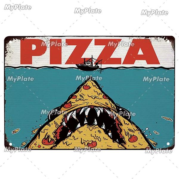 

Металлический плакат «Я люблю пиццу», жестяная вывеска, винтажная металлическая вывеска для бара, паба, Настенный декор, таблички, кухонная настенная вывеска, декор для бара, плакат 20X30CM