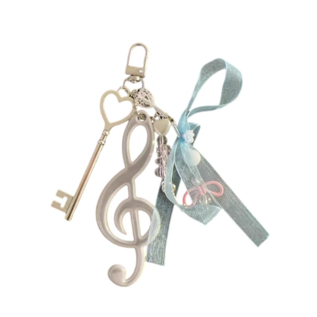 Creative Bowknot Keychain Music Note Pendant Resin Texture Suitable for Music Lovers and Cartoon Enthusiasts Present