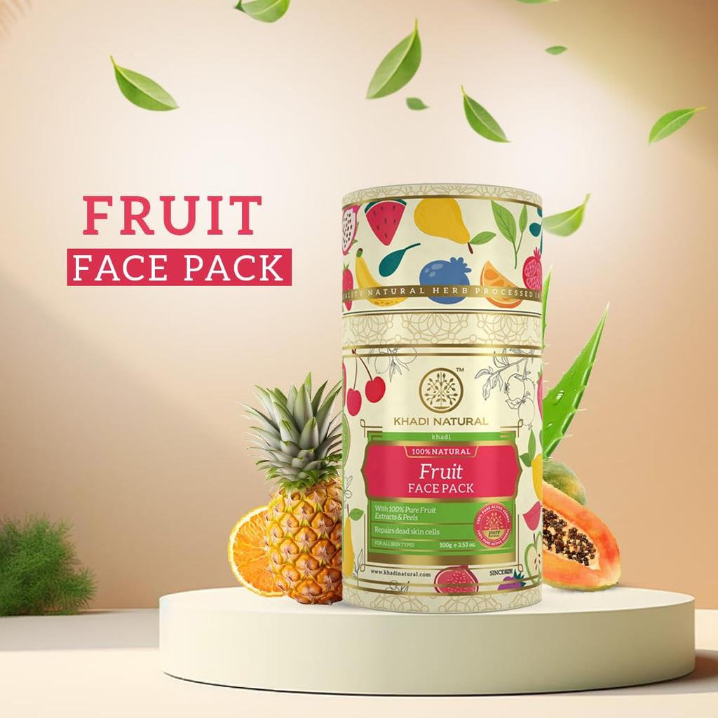 Khadi Natural Fruit Face Pack 100 G Brightening Clay Mask For Glowing Skin Deep Nourishing Weekly Care