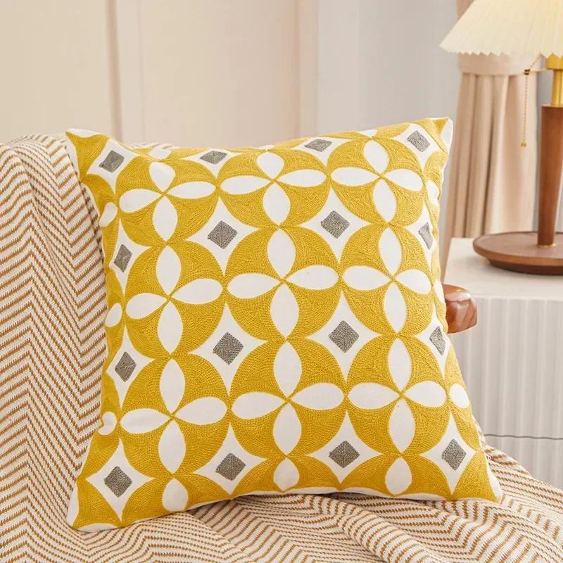 Embroidered Geometric Patterns Pillow Case Decor Home Simple Pillow Cushion Cover Throw Square Funda Cogines De 45x45cm