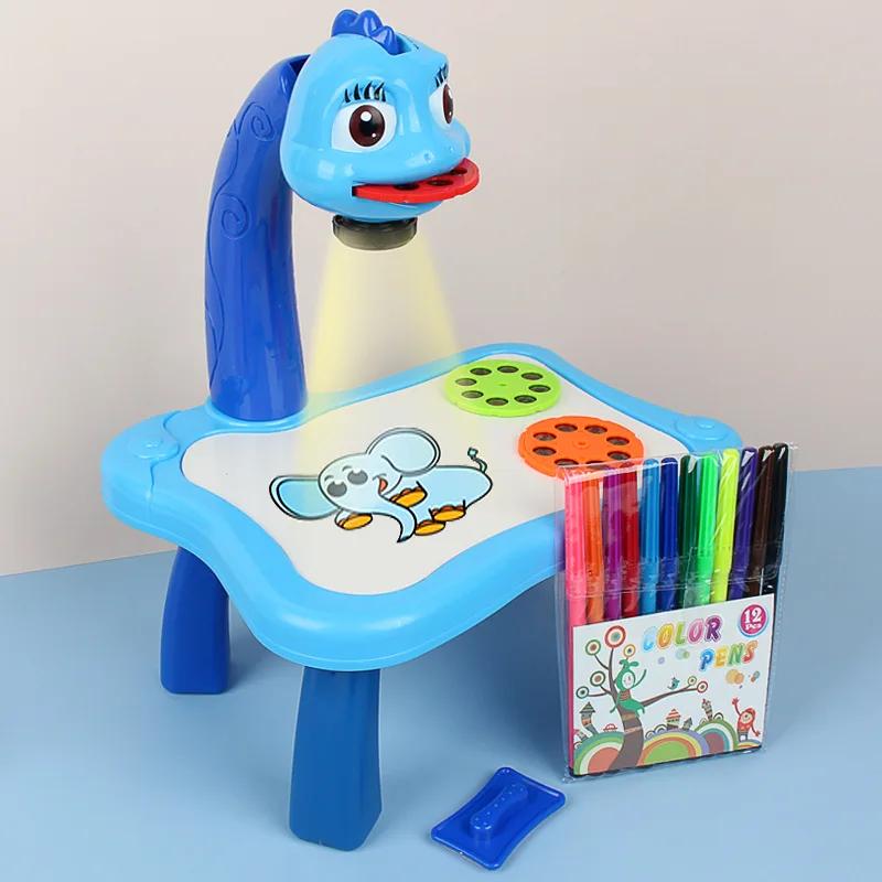 Kids Painting Board Toys Children LED Projector Art Painting Table Desk Arts Toy Educational Learning Paint Toy Birthday Gift