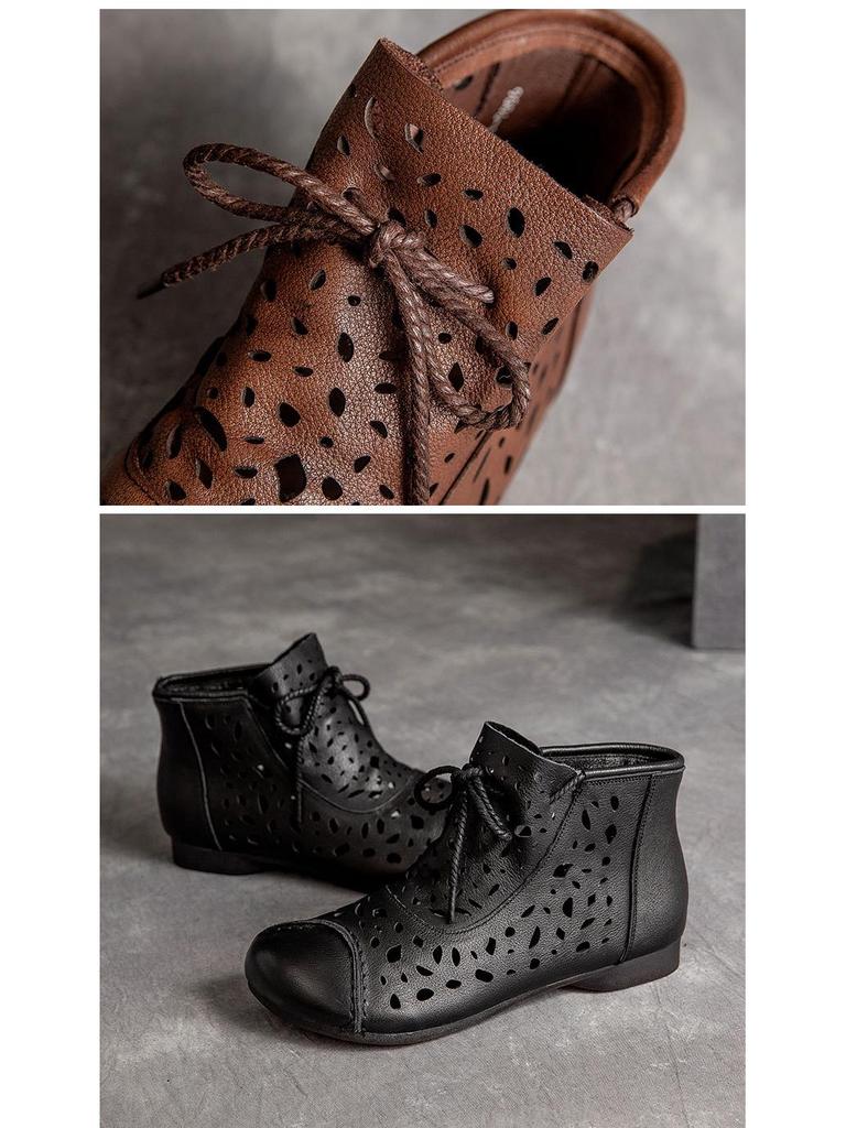 2025 Summer Women's High-Top Slip-On Cowhide Sandals - Comfortable Flat Soles