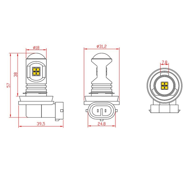 2x Canbus White 3030 LED 12W 6000k 780LM Przednia lampa przeciwmgielna samochodu Toyota Auris 2013-2018