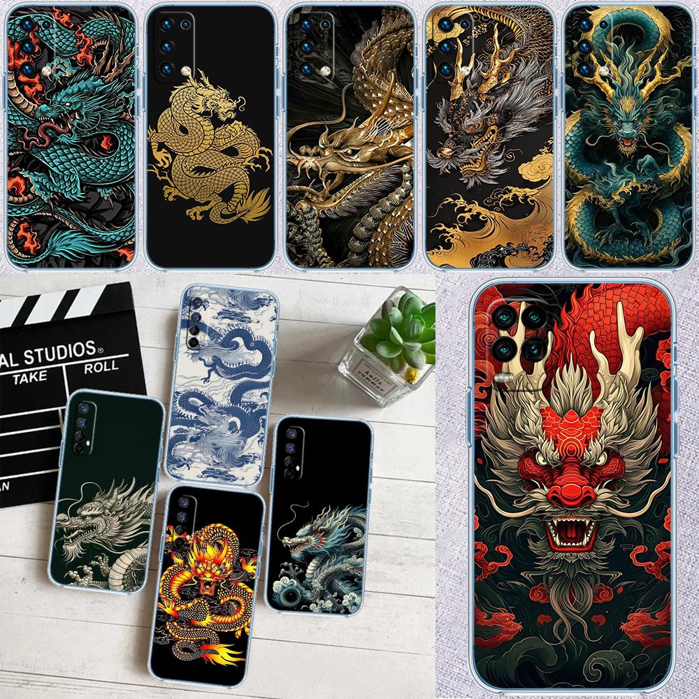 IK23 Chinese Dragon Transparent Phone Case for Motorola Moto G40 G04 G05 One Ace Action  Fusion + Plus Hyper Macro Vision Zoom