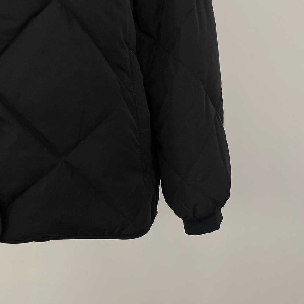 OFTBUY Φθινόπωρο Χειμώνας Κλασικό Καθημερινό Άνετο Χαλαρό Ρομβοειδές Σχέδιο Στρογγυλής Λαιμόκοψης Μπουφάν Πουπουλένιο Γυναικείο Κοντό Μπουφάν 90% Πουπουλένιο Μπουφάν Λευκής Πάπιας
