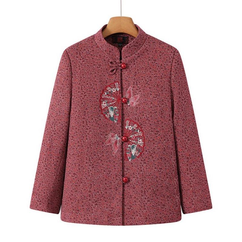 Coat clothes new velvet coat grandma top cold suit stand-up collar