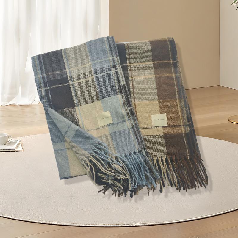Plaid Scarf Women's Autumn and Winter Shawl Dual-purpose Scarf Thickened Warm Bag Fashionable and Versatile