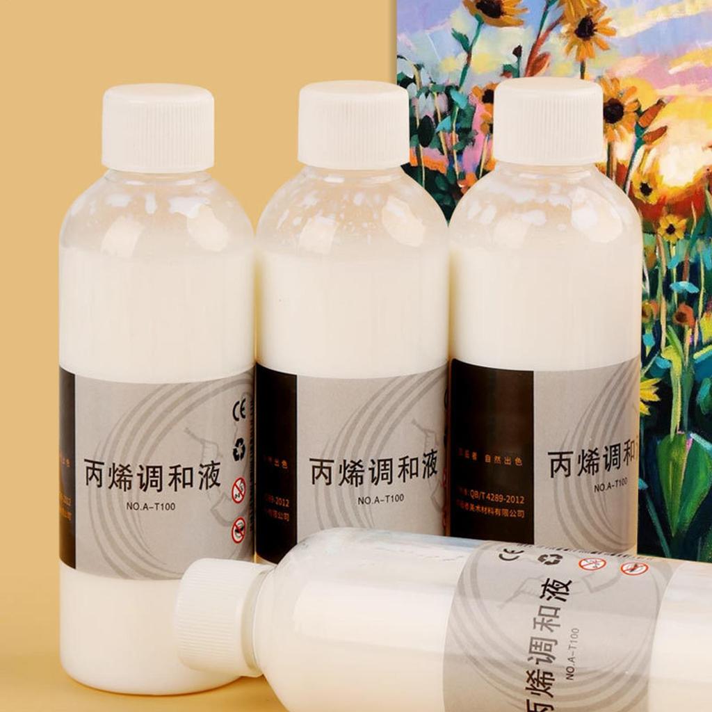100 ml akrylblandning, konstmaterial Fluid Painting-blandning, Glans akrylfärgförtunnare för Lärare Konstnärer Palettförberedelse