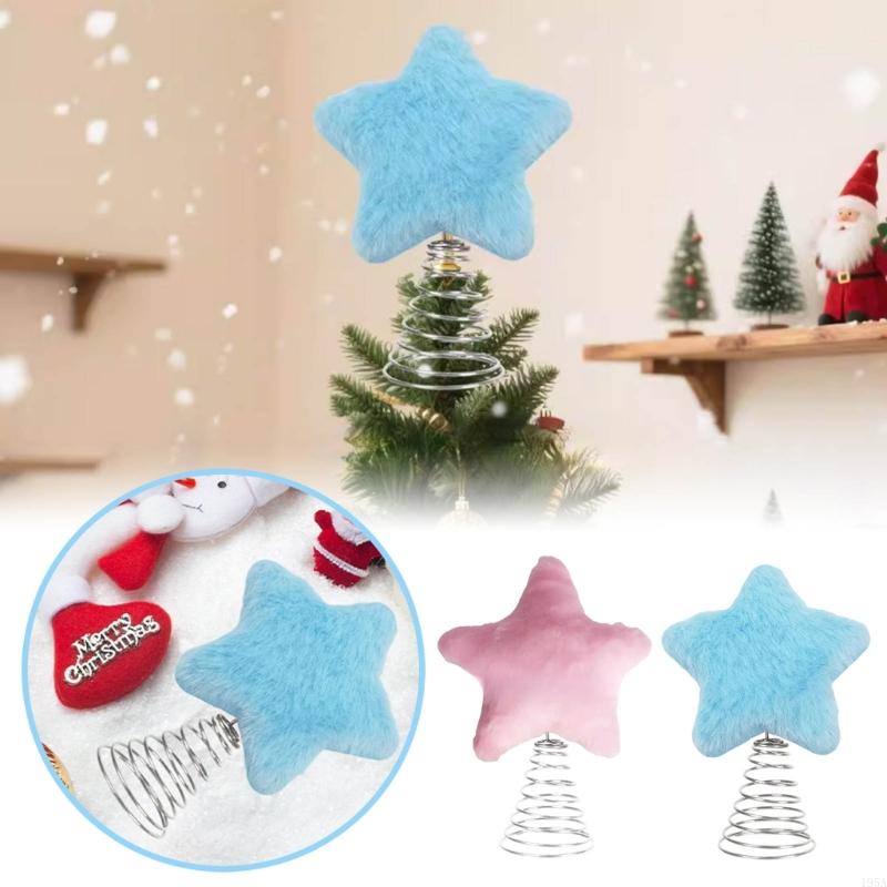 Plush Iron Star for Christmas Tree Elegant Star Christmas Tree Top Stand Ornament Stylish Festival Home Decoration