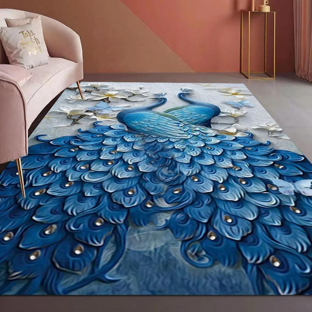 Schmetterling Pfau Wohnzimmer Teppich Bunt Dekorative Fußmatte für Schlafzimmer Veranda Küche Geschäft Rutschfest Sofa Couchtisch Teppich