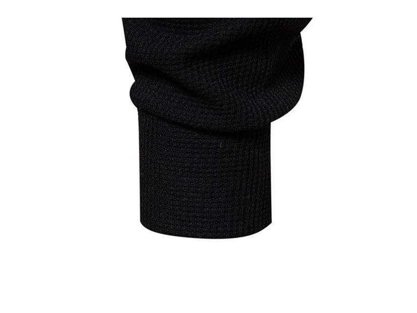 Men's Four-Button Waffle Knit Henley Long Sleeve T-Shirt