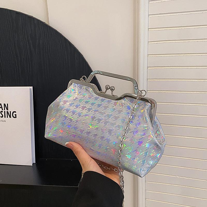 Luxury Designer Chain Glitter Evening Bag Party Bag for Women   Feminine Fashion Wedding Plutonium Leather Clutch Ceremony