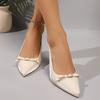 2025 summer new temperament red pointed high heels women's thin heels new bow bag head sandals women's