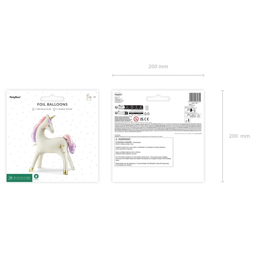 PartyDeco Standing Unicorn FB247 Film and Aluminum Balloons