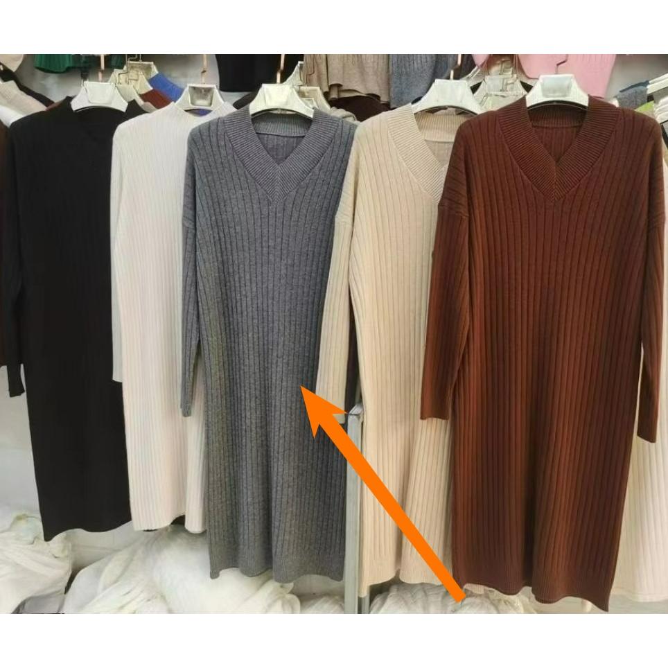 Autumn and Winter Retro Temperament Knitted Dress Women's Loose Lazy Style with Coat with Bottoming Sweater Long Skirt