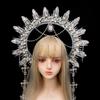 Sun Goddess Halo Crown Baroque Golden Headpiece KC Tiaras Wedding Crown Lolita Exaggerated Complete Headpiece Photoshoot  Props