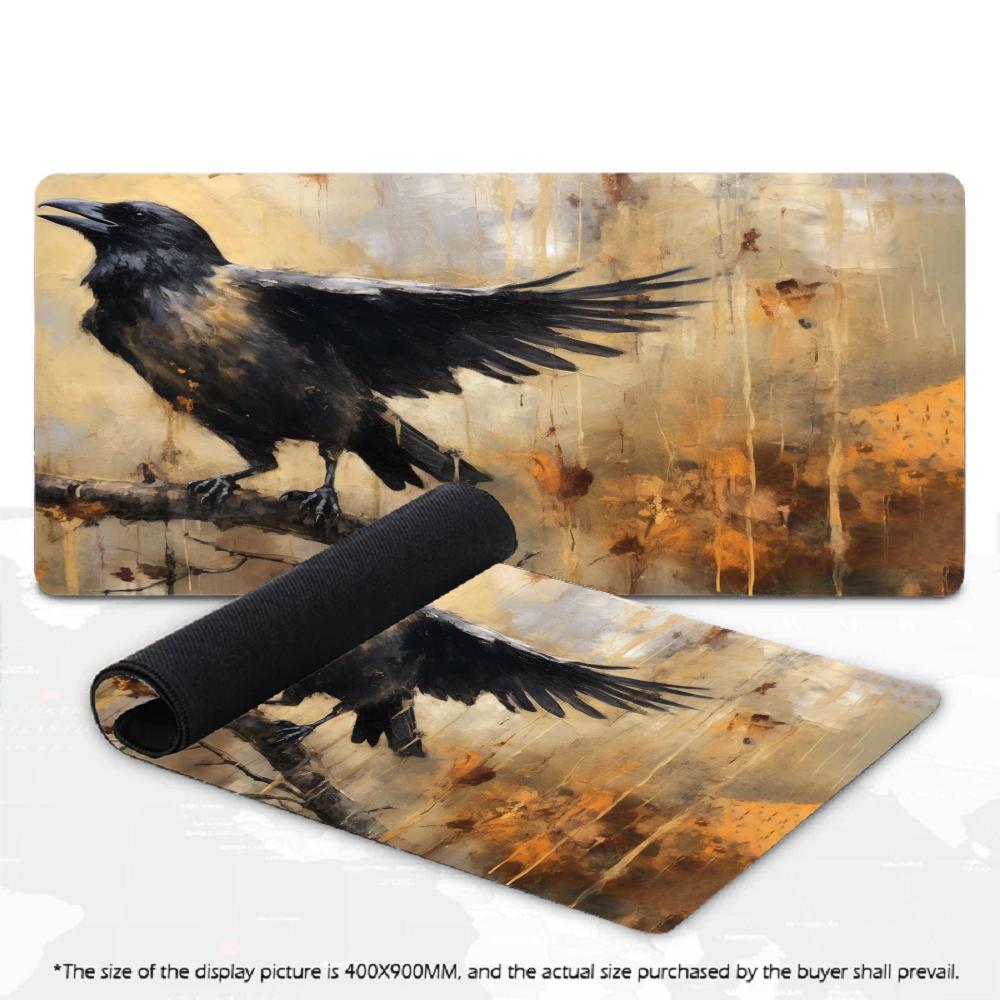 XXL Black Gold Raven Plum Blossom Mousepad Abstract Deskmat Non-Slip Rubber Gaming PC Keyboard Desk Mats Gamer Mouse Mats
