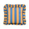 Striped Square Pillow Cover with Ruffled Edge Decorative Print for Living Room Sofa Home Decor Cushion Case 18x18 Inch