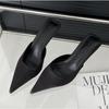 Fashion Luxury Black Fashion Concise Pointed Toe High Heel Shoes Women Slippers Thin Low Heels Casual Party Pumps Slide Mules Shoes