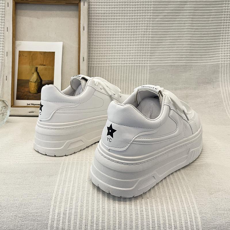 Platform White Shoes Women's New Summer Breathable Women's Shoes Versatile with Skirts Muffin Heightening Board Shoes Women