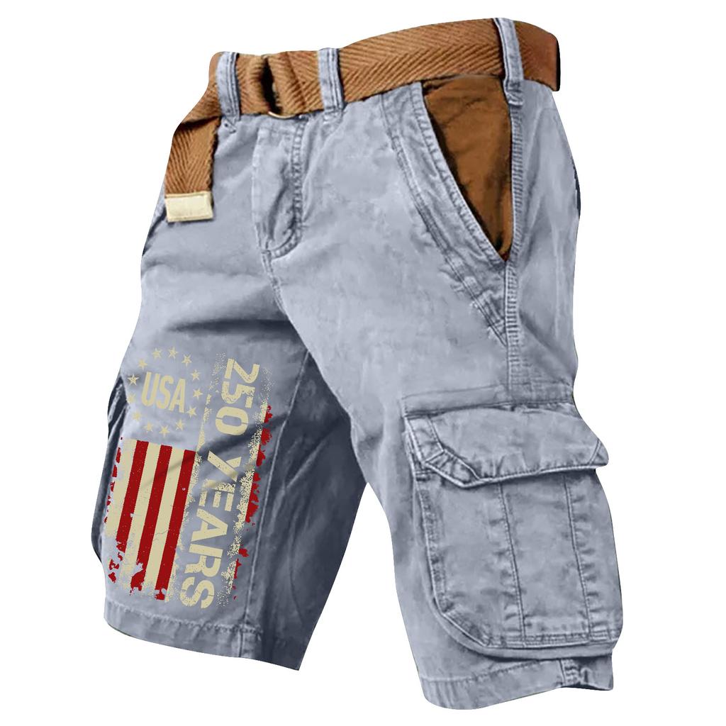Pantaloncini Cargo Casual Stampati da Uomo per l'Estate con Tasche Multiple