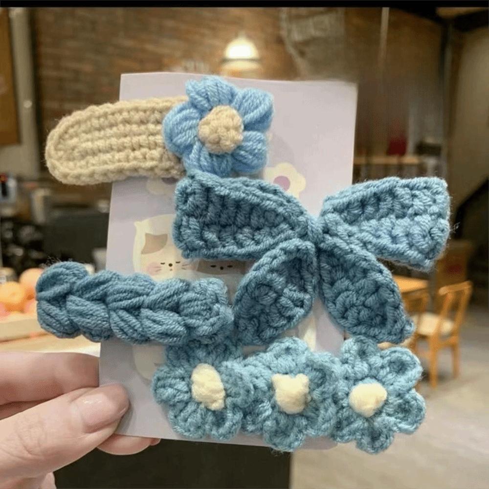 

4Pcs Cute Flower Border Bow Bang Clips Elegant Hairpin New Barrette Headwear синій