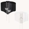 Women's Stretch Corset Waistband Butterfly Chain Wide Waistband Elastic Hip Hop Belt