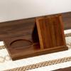 Acacia Wood Triangle Bookshelf & Coaster - Multifunctional Solid Wood Bookshelf for Bedroom or Kitchen with Recipe Rack & Bookmark Holder.