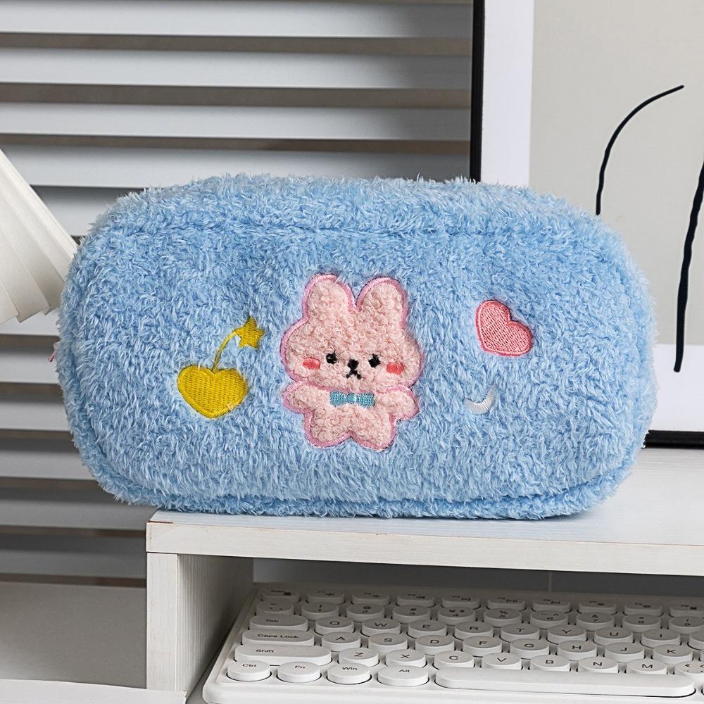 

Плюшева сумка для ручок великої місткості пенал милий органайзер для канцелярії подарунок Pink Rabbit