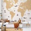 Papel de Parede Fotográfico - Mapa dos Lobos do Mar - Países com Ilustrações Piratas
