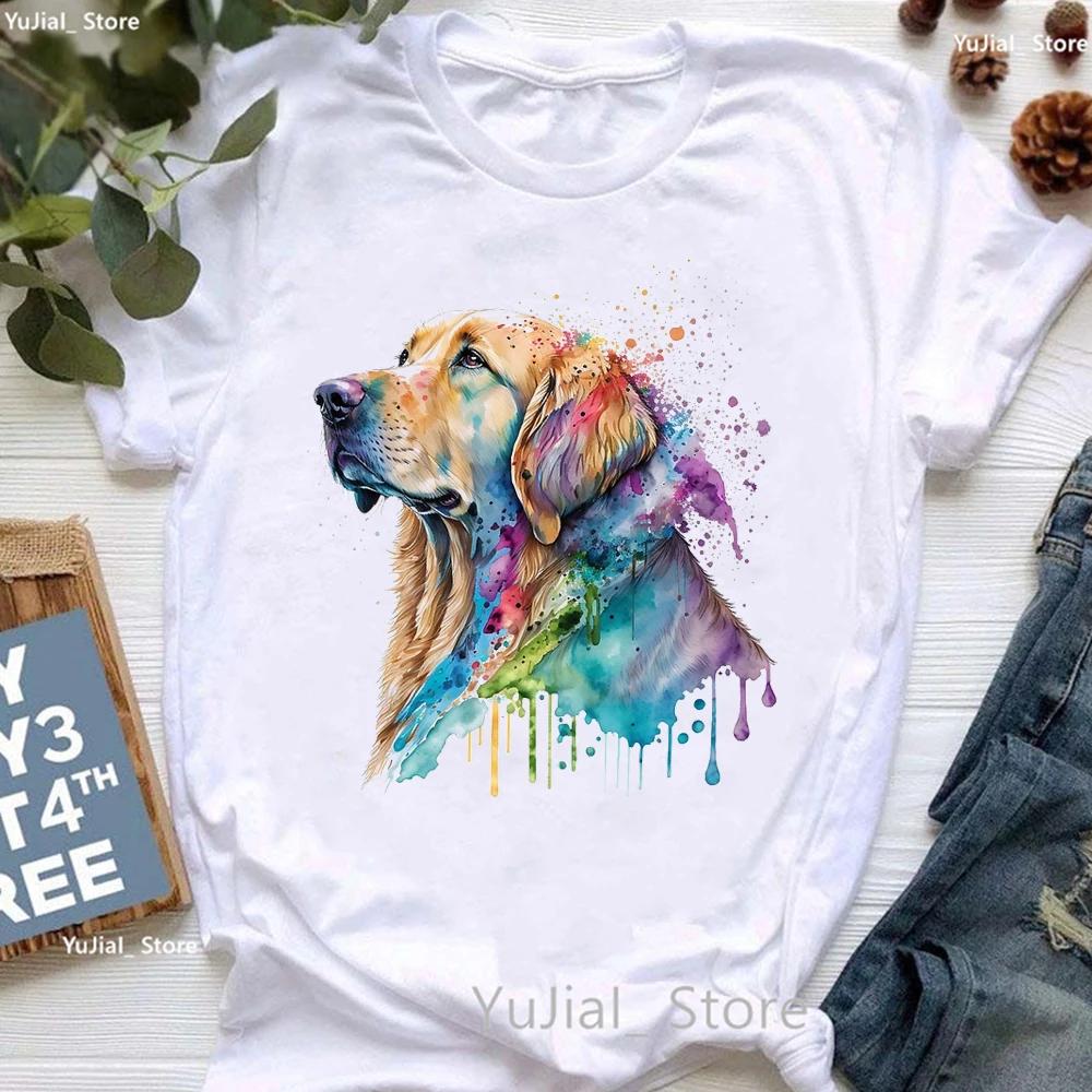 Golden Retriever Hunting Dogs Animal Print T Shirt For Girls Australian Shepherd Dog With Flower Tshirt Unisex Harajuku Shirt