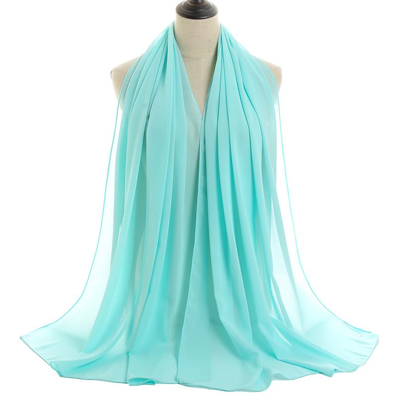 Ramadan Muslim Chiffon Hijabs For Woman Plain Color Headscarf Long Shawl Scarf Women Jersey Hijabs Ladies Islam Voile Hijab