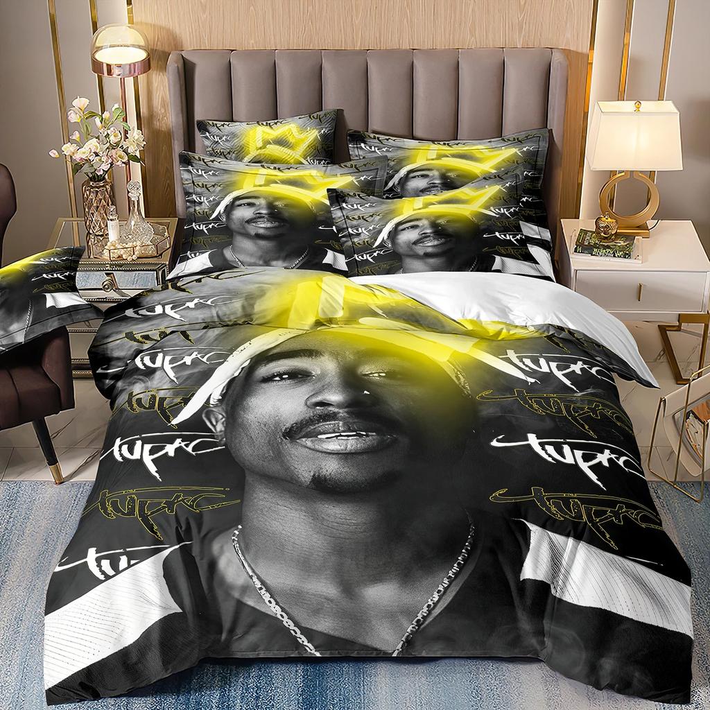 3D-DruckerRapper Tupac 2Pac Bettwäsche-Sets Bettbezug Kissenbezug Erwachsene Junge Mädchen Schlafzimmerdekoration Kinder Einzel-Doppelgröße Geschenk