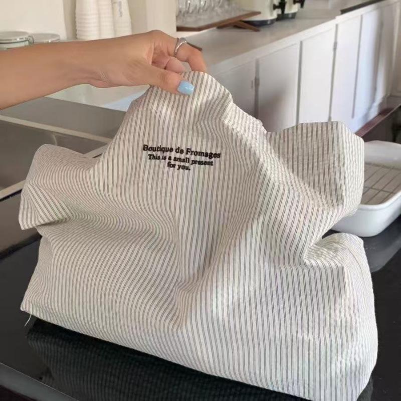 

2025 Large Capacity Striped Casual Minimalist Canvas Shoulder Tote