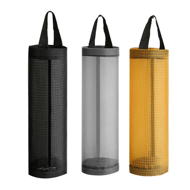 

3Pcs Hanging Mesh Storage Bag for Plastic Bags - 40x12cm Wall-Mounted Grocery Bag Dispenser & Kitchen Organizer 3PCS